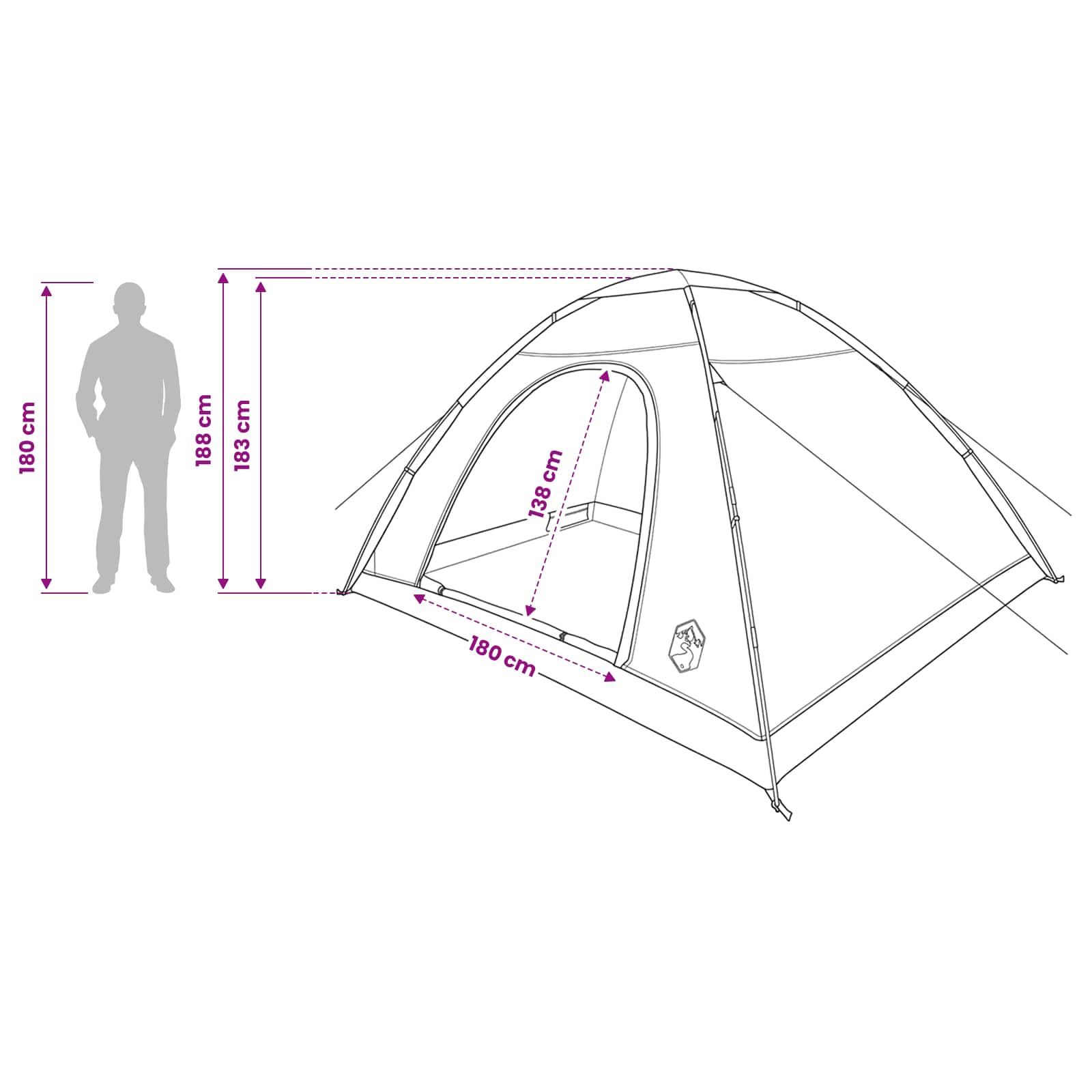 Kamperen tent met dak Legergroen 335 x 275 x 180 cm