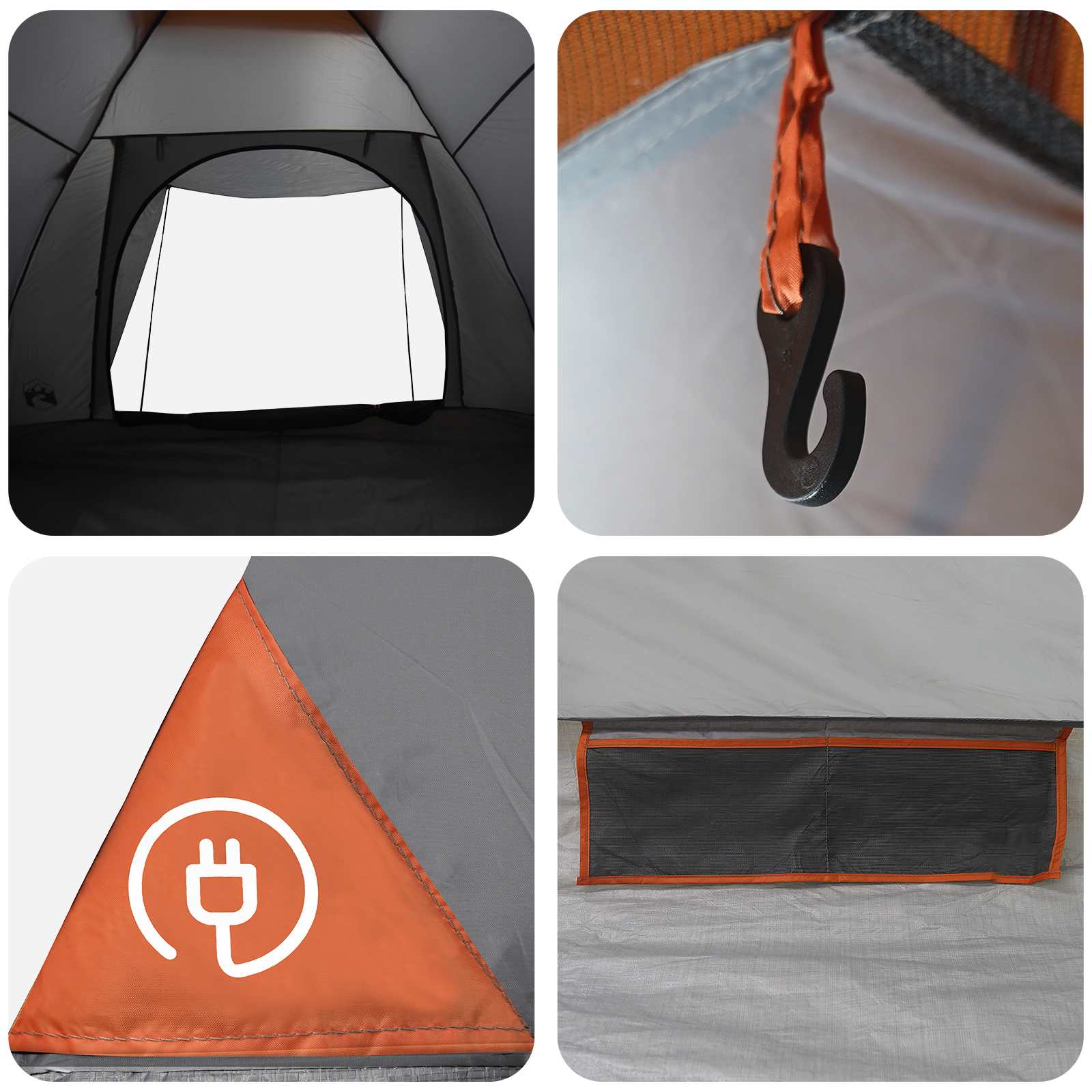Kamperen tent Grijs en Oranje 4-persoons Polyester en staal