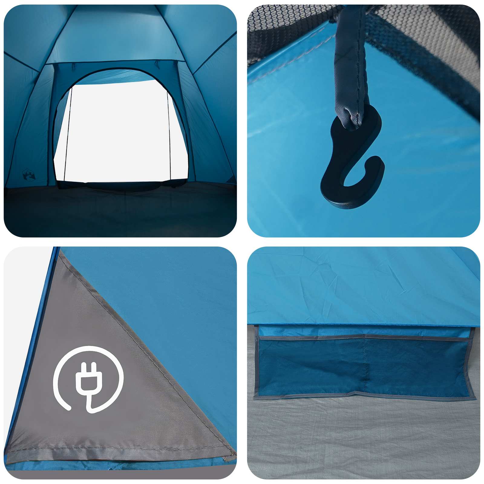 Kamperen tent met dak Blauw 6-persoons Polyester en staal