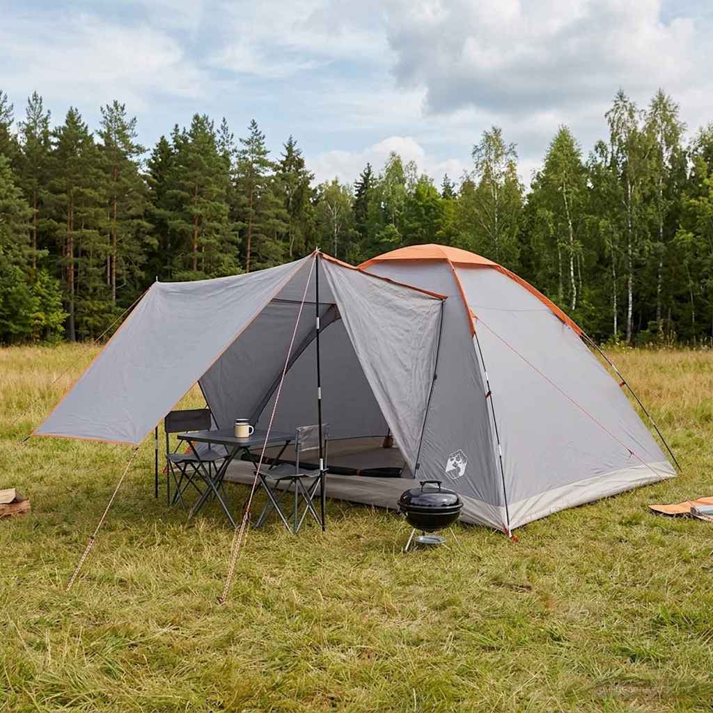 Kamperen tent Grijs en Oranje 6-persoons Polyester en staal