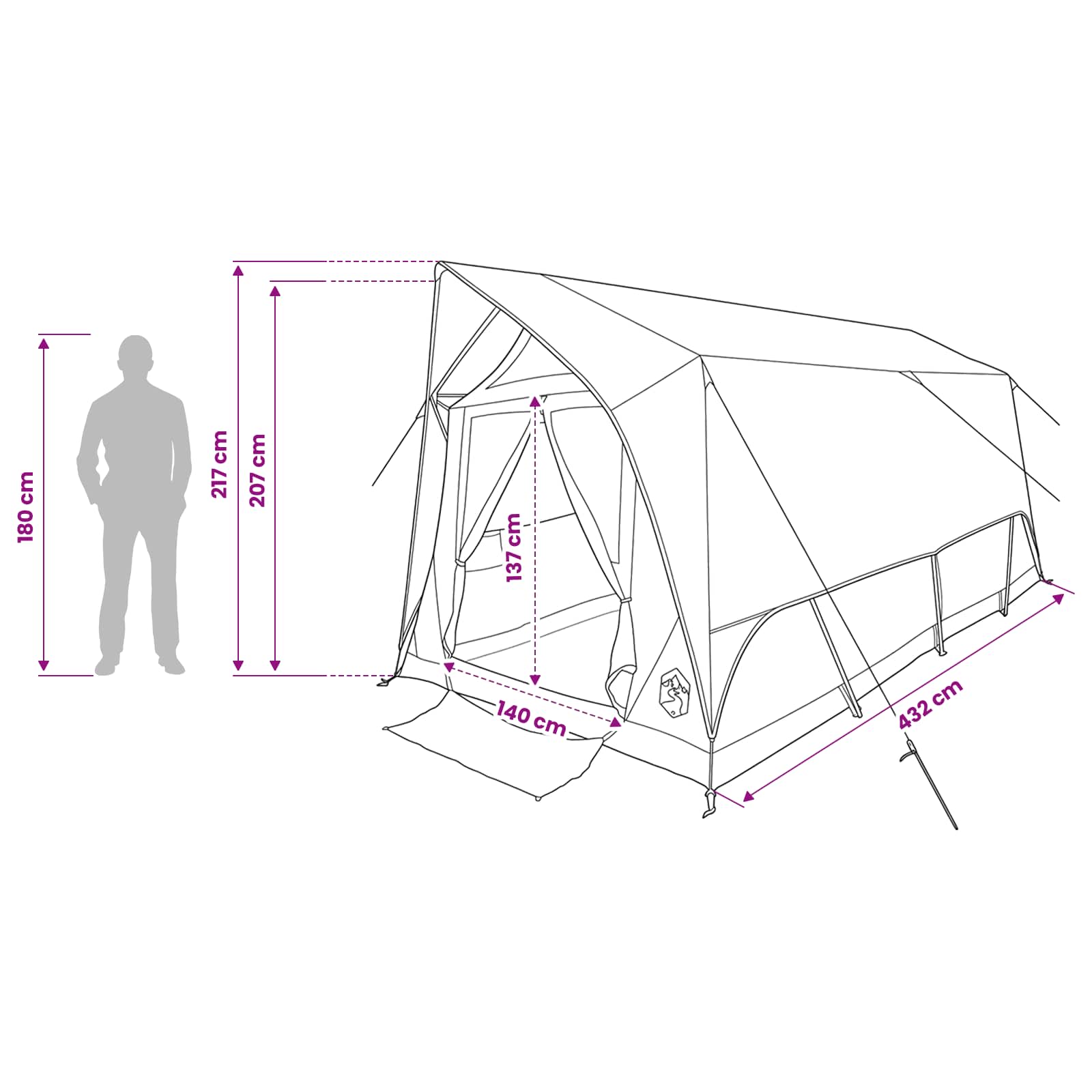 Tunneltent met dak Blauw 8-persoons Polyester en staal