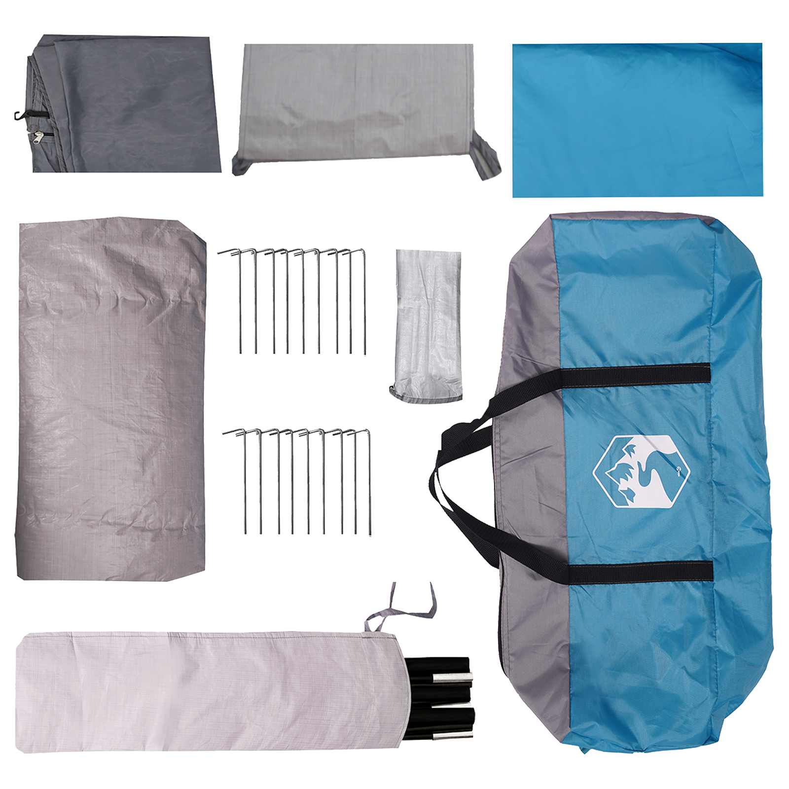 Tunneltent met dak Blauw 10-persoons Polyester en staal