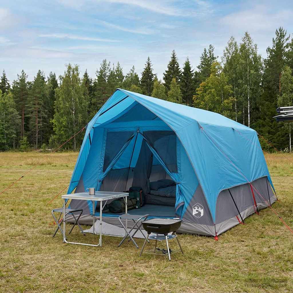 Tunneltent met dak Blauw 10-persoons Polyester en staal