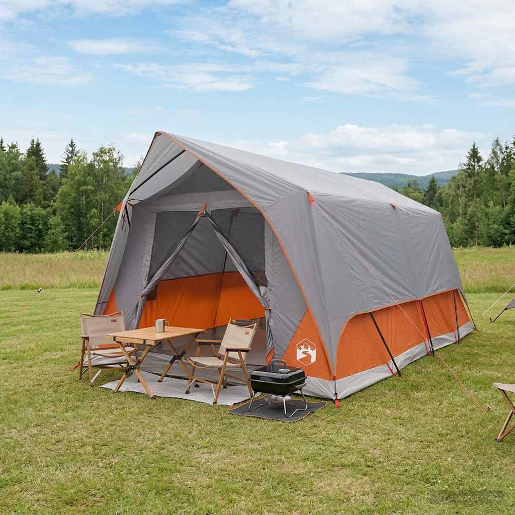 Tunneltent Grijs en Oranje 10-persoons Polyester en staal