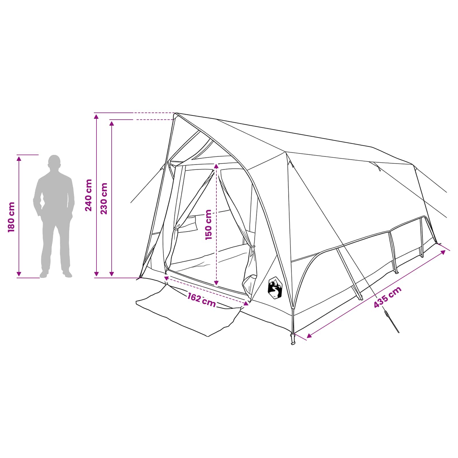 Tunneltent Grijs en Oranje 10-persoons Polyester en staal