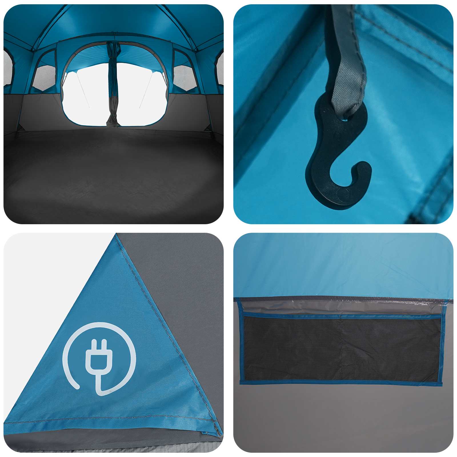 Tunneltent 10-persoons Blauw Polyester en staal