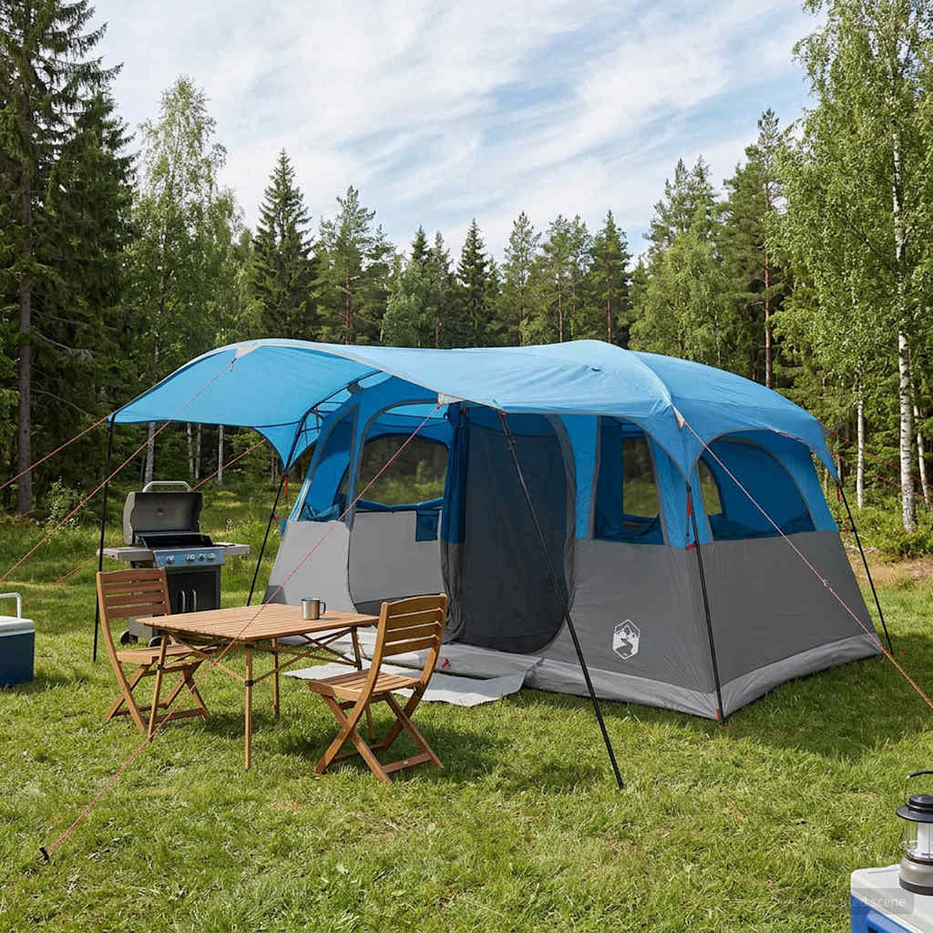 Tunneltent 10-persoons Blauw Polyester en staal