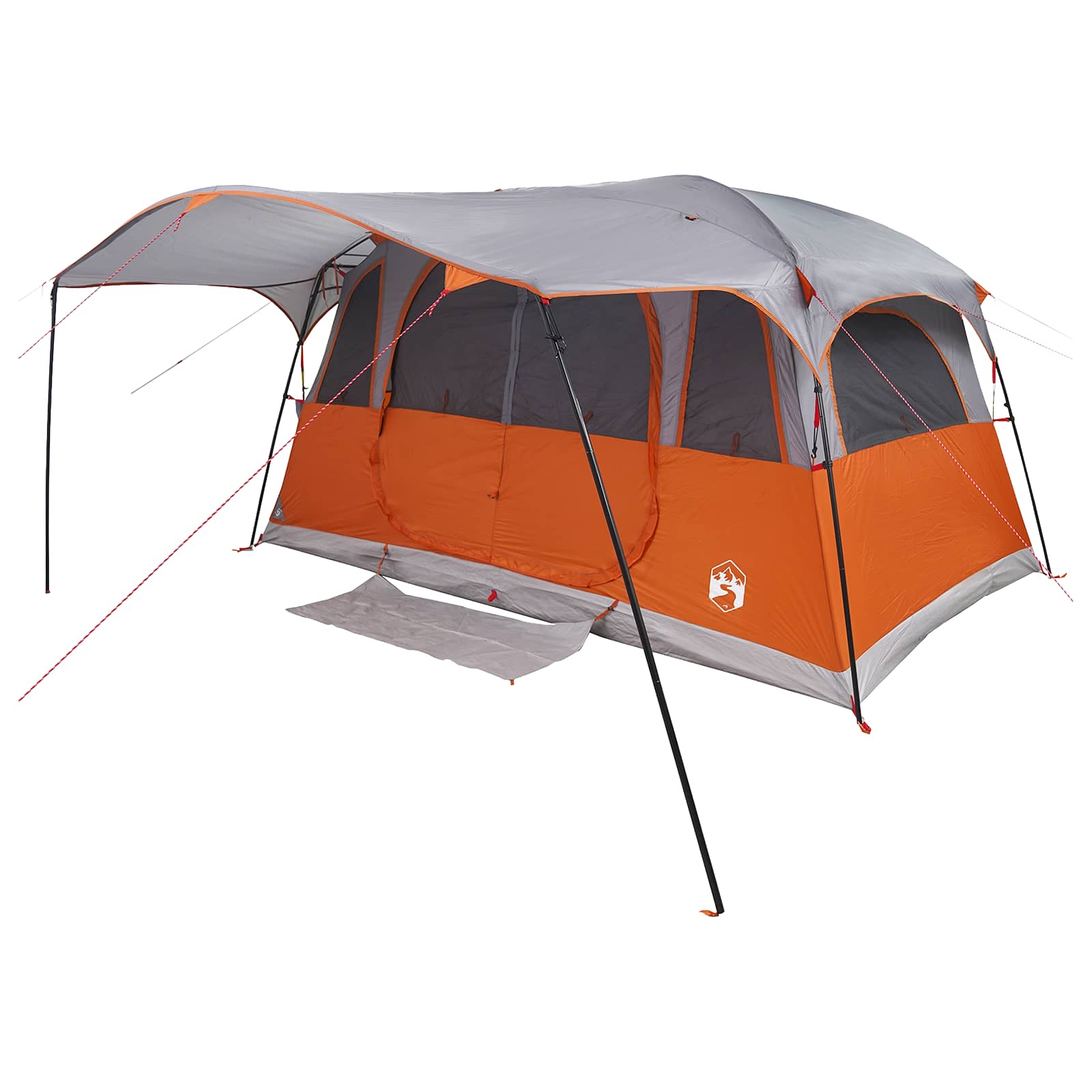 Tunneltent 10-persoons Grijs en Oranje Polyester en staal