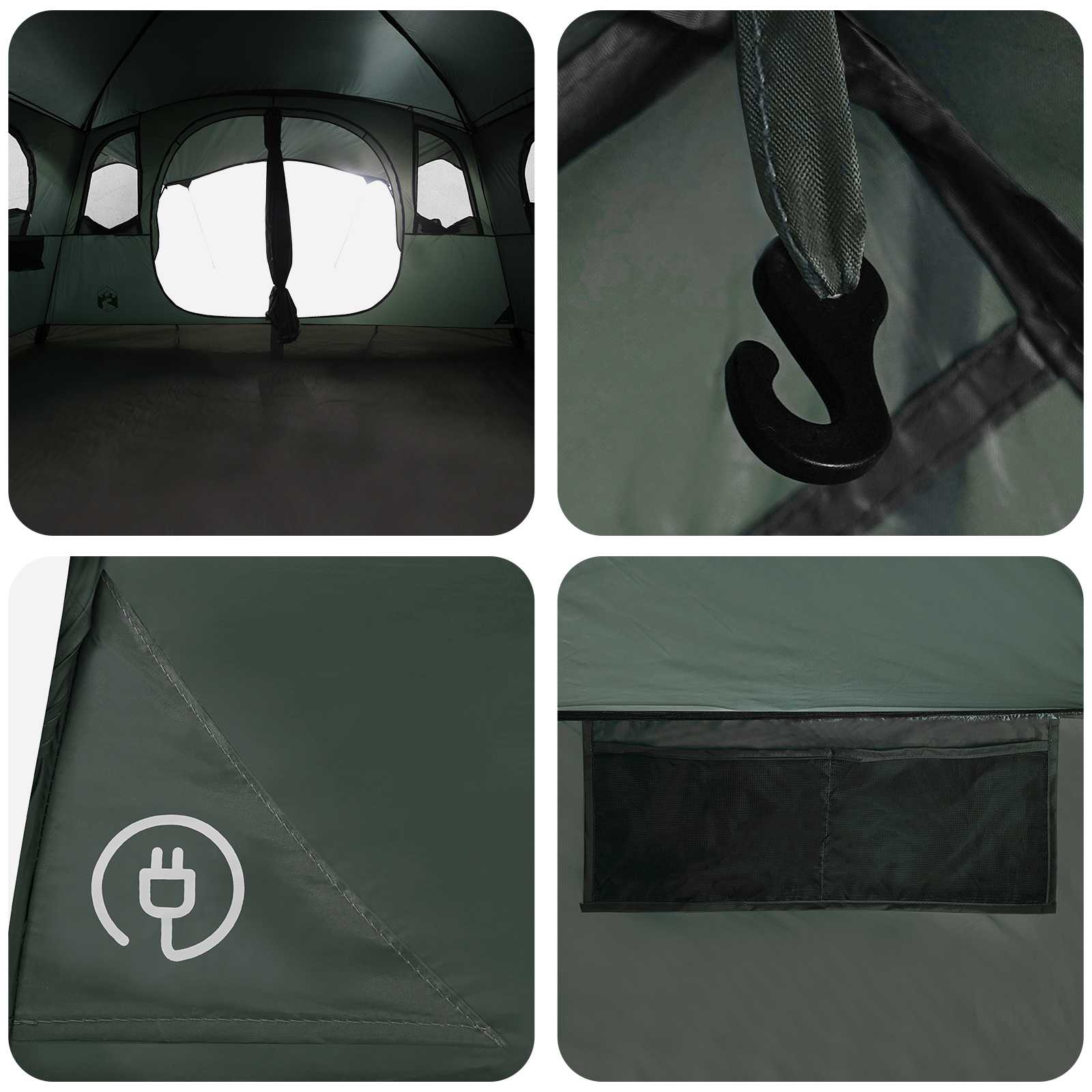 Tunneltent 10-persoons Legergroen Polyester en staal