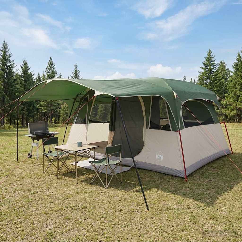 Tunneltent met dak Groen 427 x 305 x 205 cm Polyester en staal