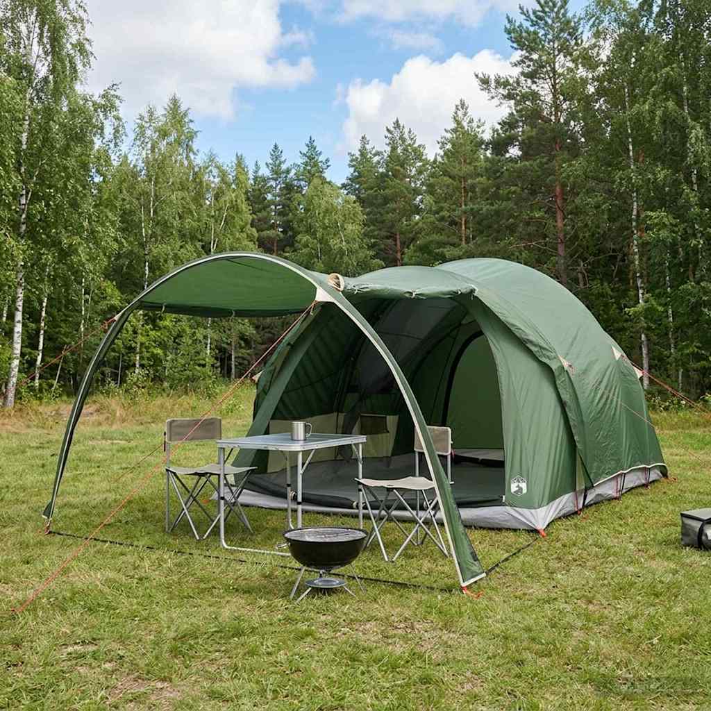 Tunneltent met dak Groen 370 x 275 x 210 cm Polyester en staal