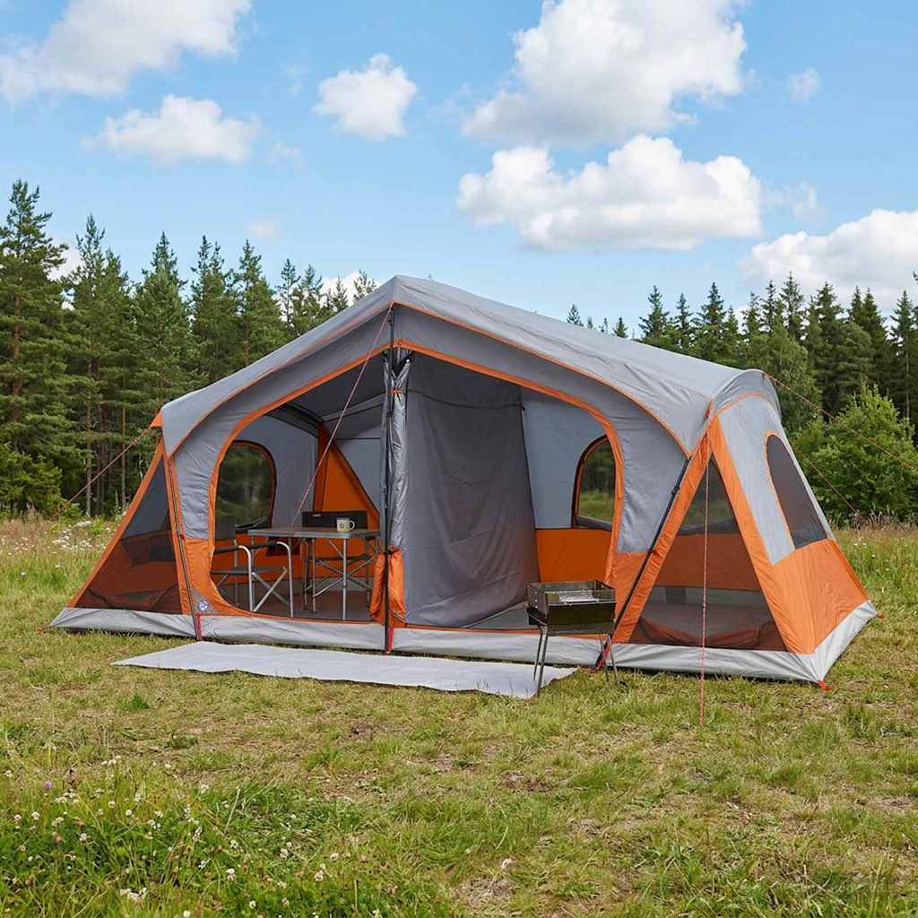 Huisje Tent met dak Grijs en Oranje 480 x 273 x 205 cm
