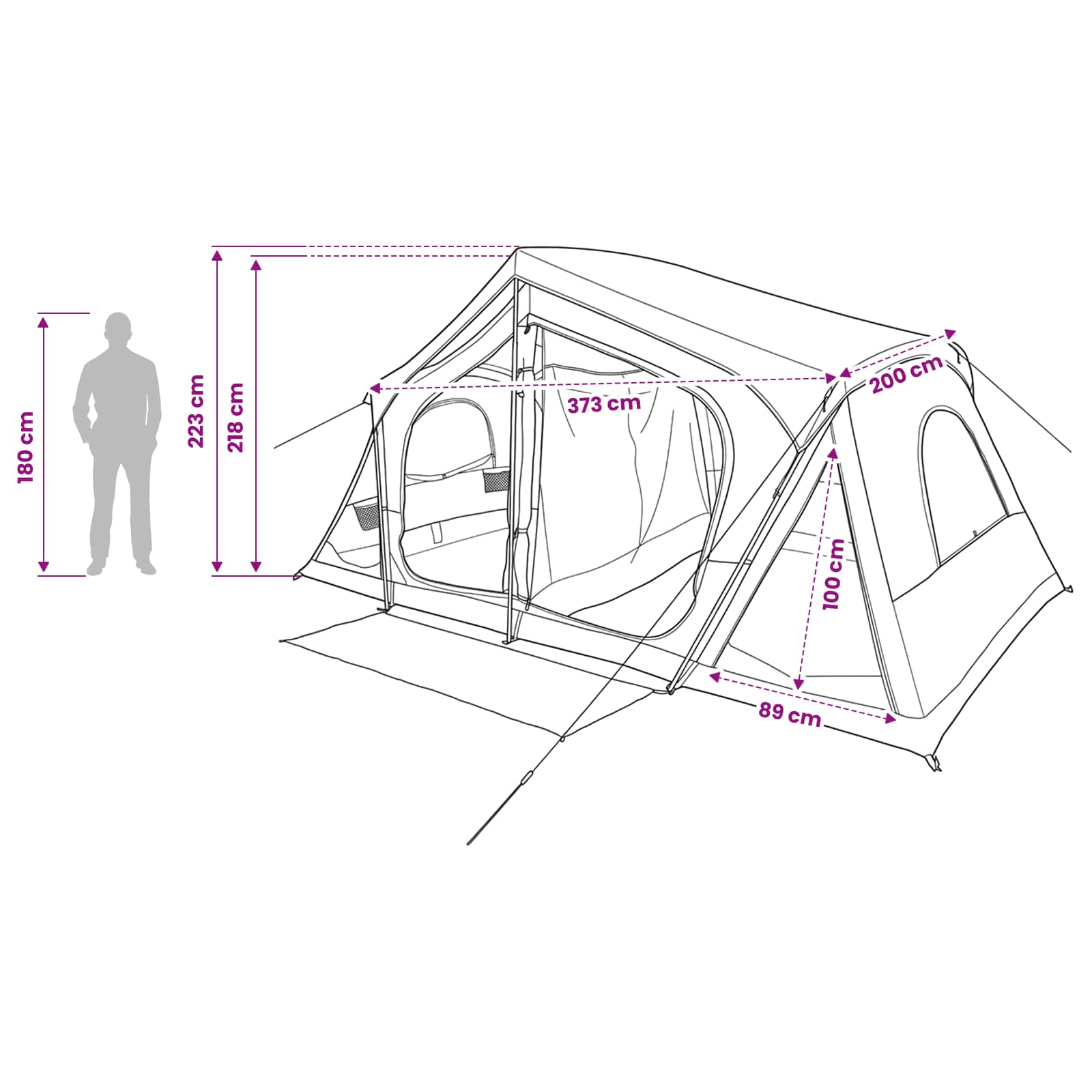 Huisje Tent met dak Grijs en Oranje 480 x 273 x 205 cm