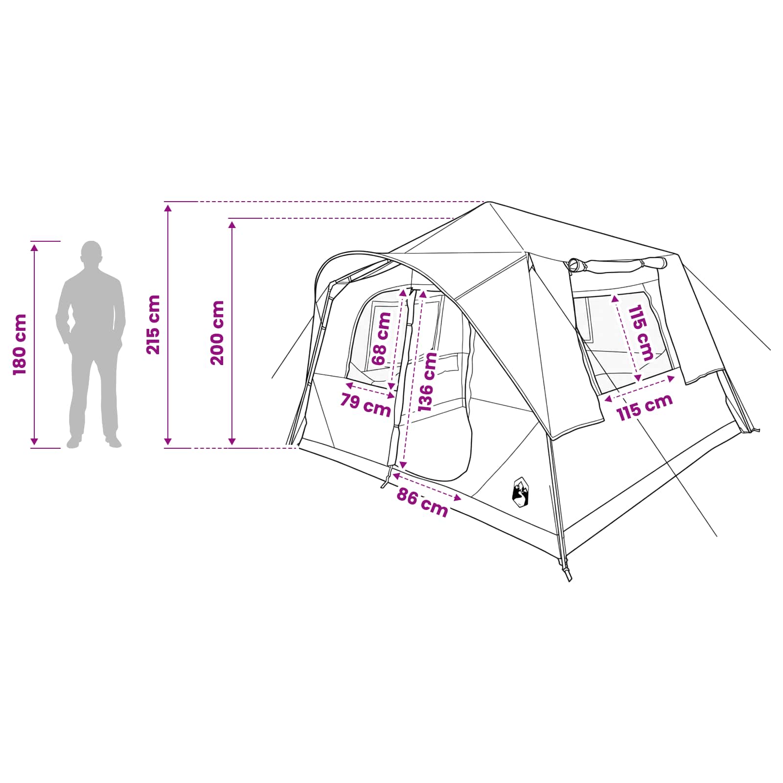 Directe Tent Groen 365 x 380 x 200 cm Polyester en staal
