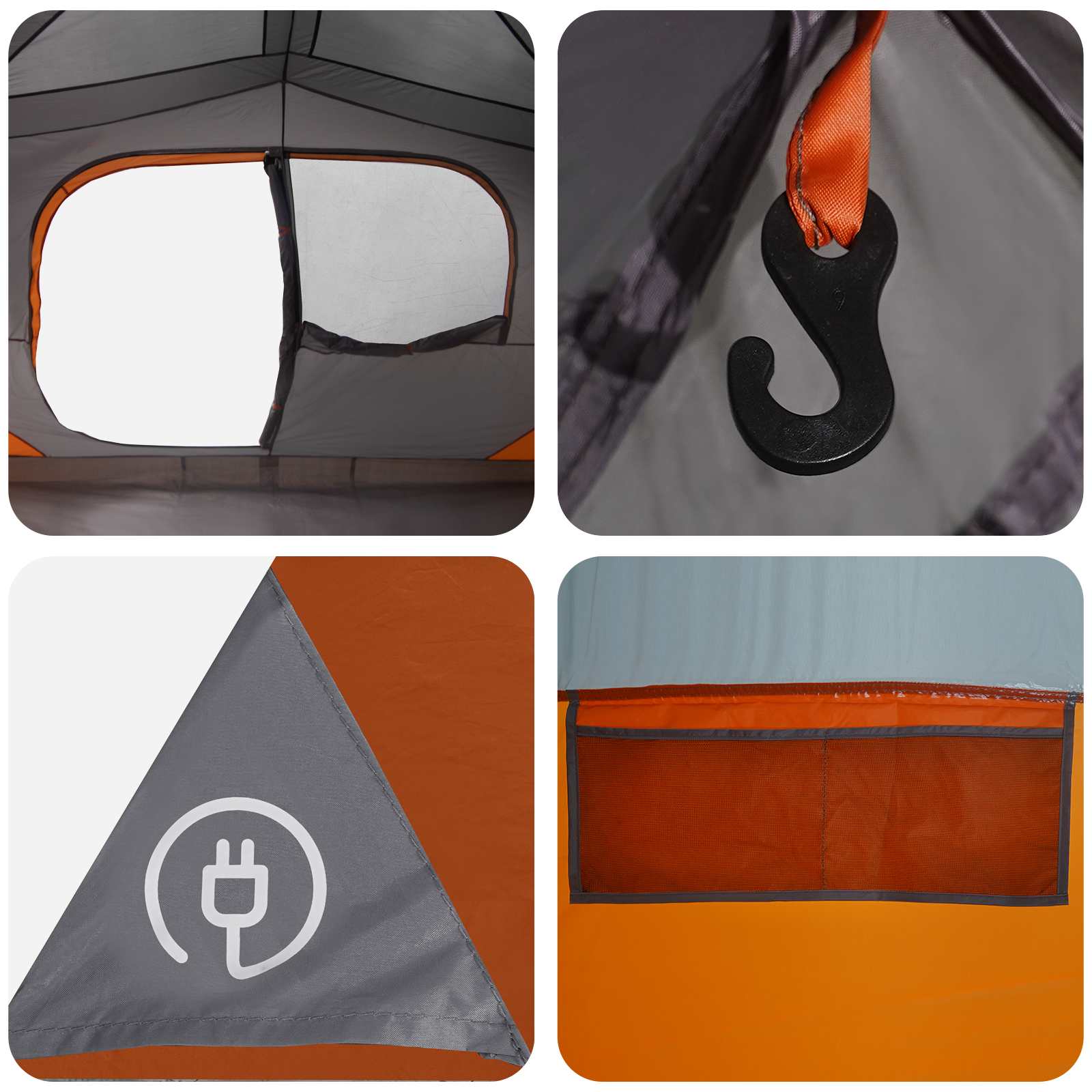 Directe Tent met dak Grijs en Oranje 365 x 380 x 200 cm