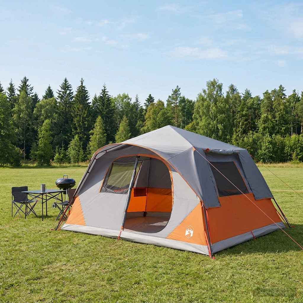 Directe Tent 10-persoons Grijs en Oranje Polyester en staal