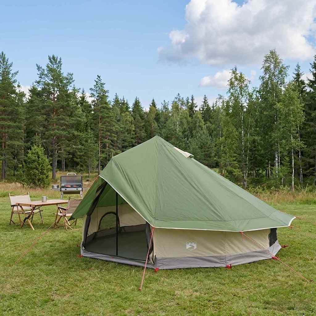 Tipi Tent met dak Groen 700 x 700 x 395 cm Polyester en staal
