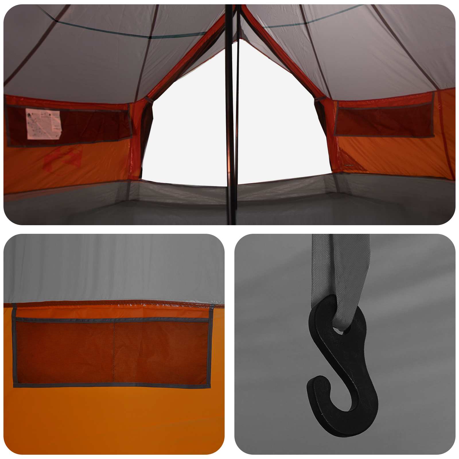 Tipi Tent Grijs en Oranje 700 x 700 x 395 cm Polyester en staal