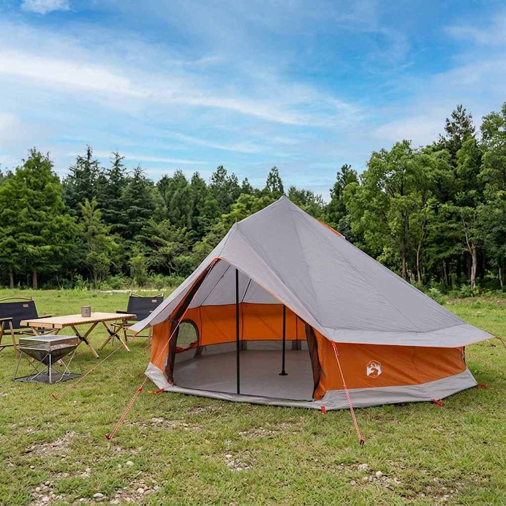 Tipi Tent Grijs en Oranje 700 x 700 x 395 cm Polyester en staal