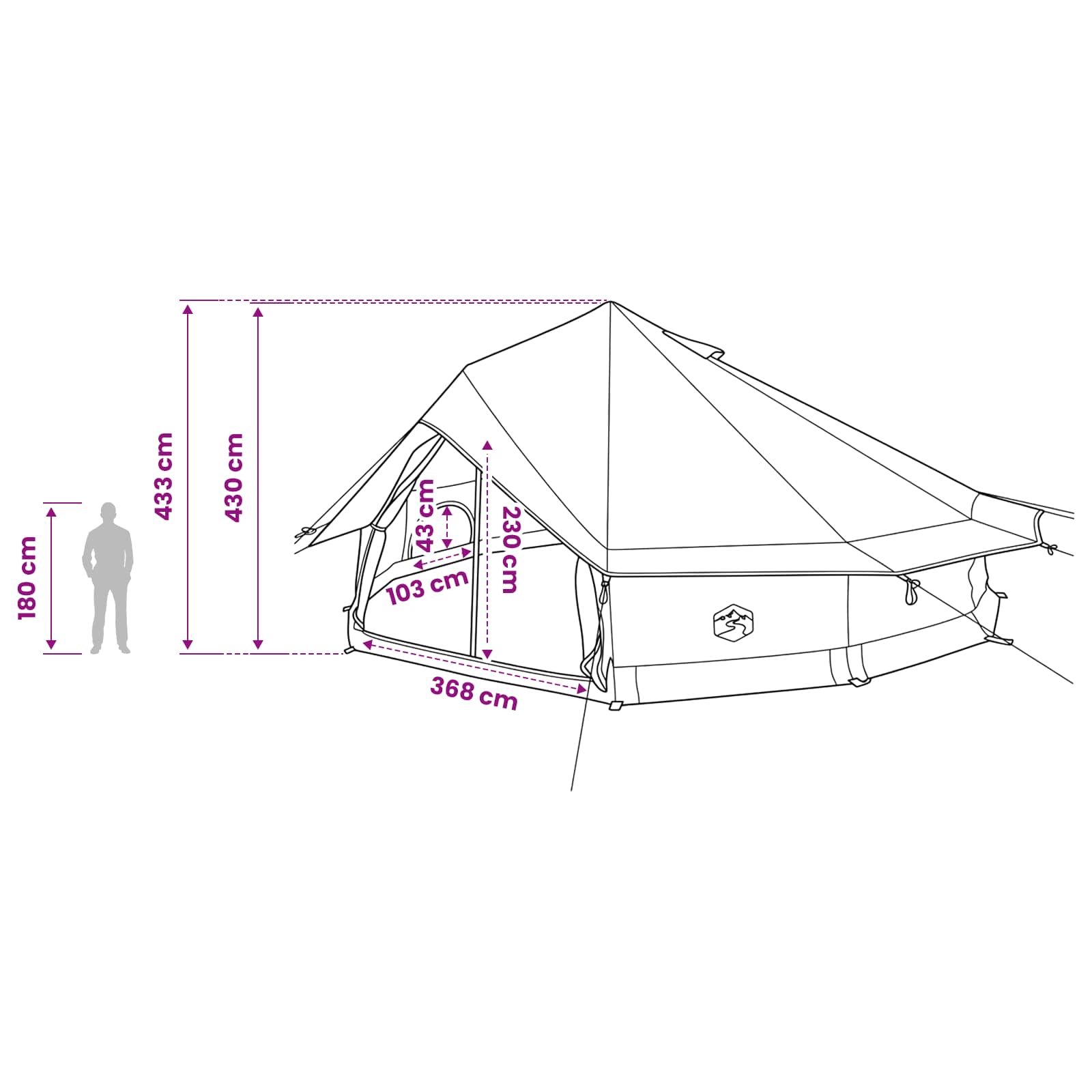 Tipi Tent 20-persoons Grijs en Oranje Polyester en staal