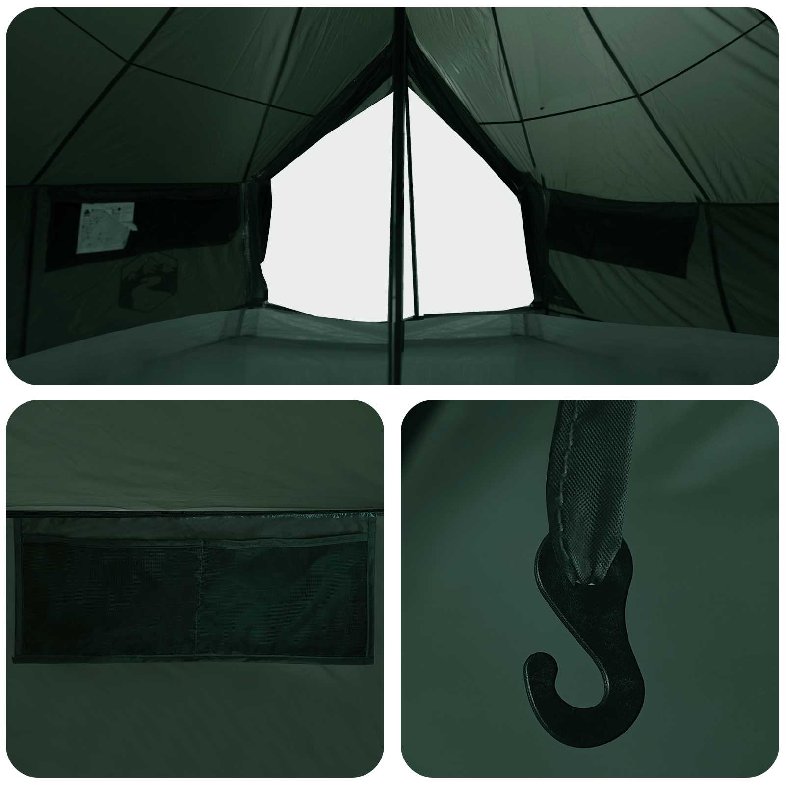 Tipi Tent 20-persoons Legergroen Polyester en staal