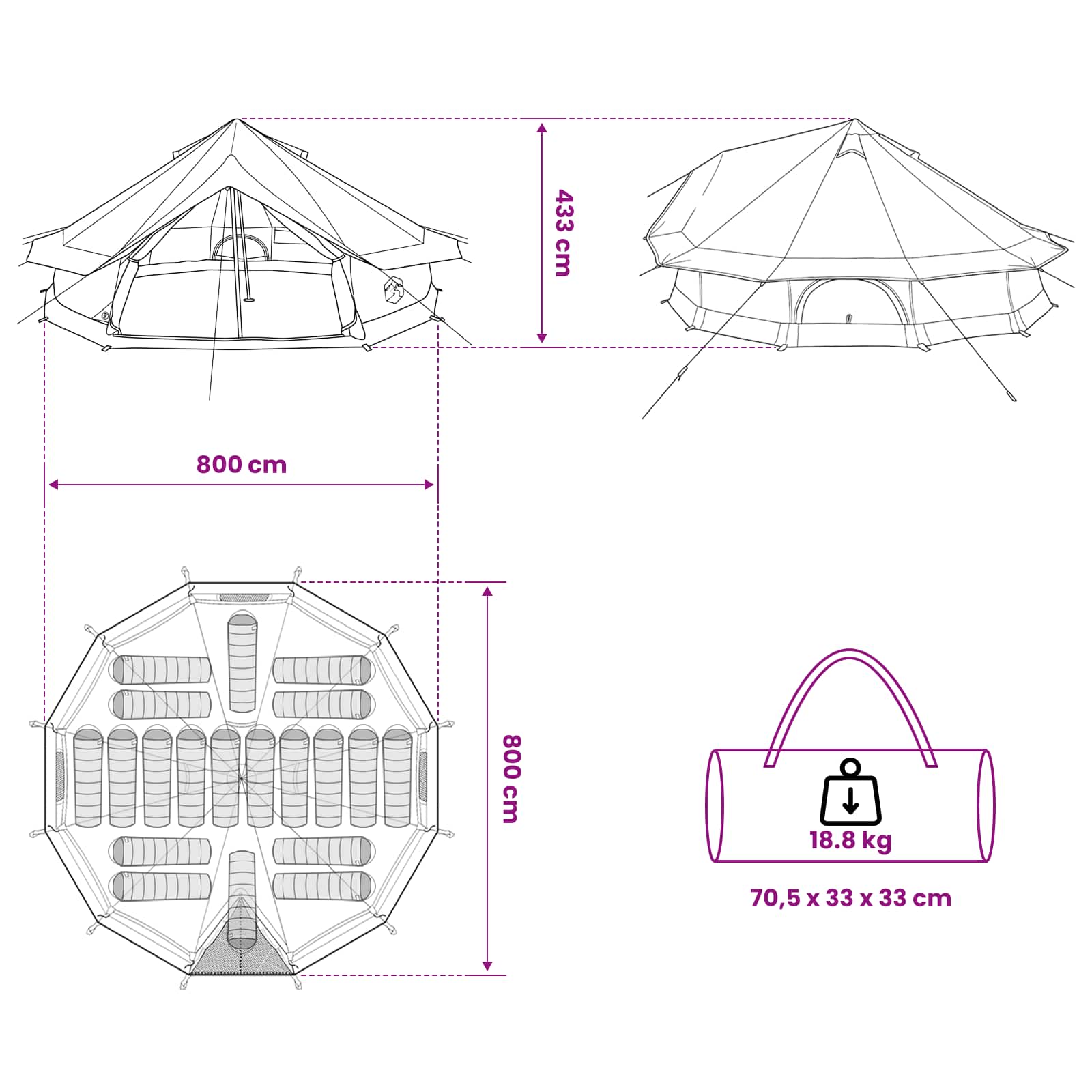 Tipi Tent 20-persoons Legergroen Polyester en staal