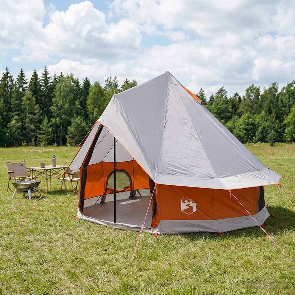 Tipi Tent Grijs en Oranje 250 x 250 cm Polyester en staal