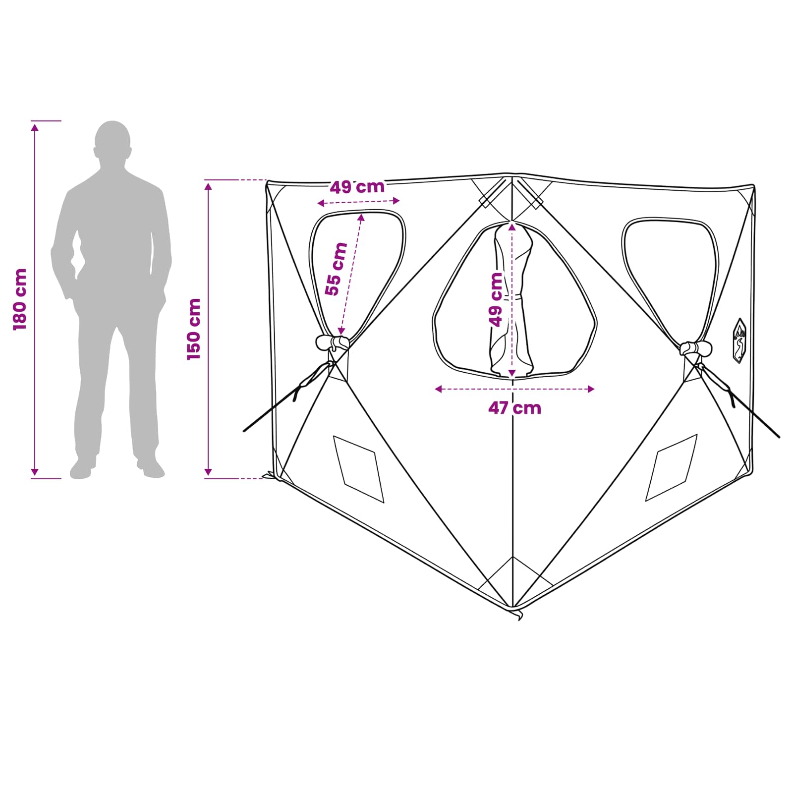 Jacht Tent Legergroen 145 x 145 x 150 cm Polyester en staal