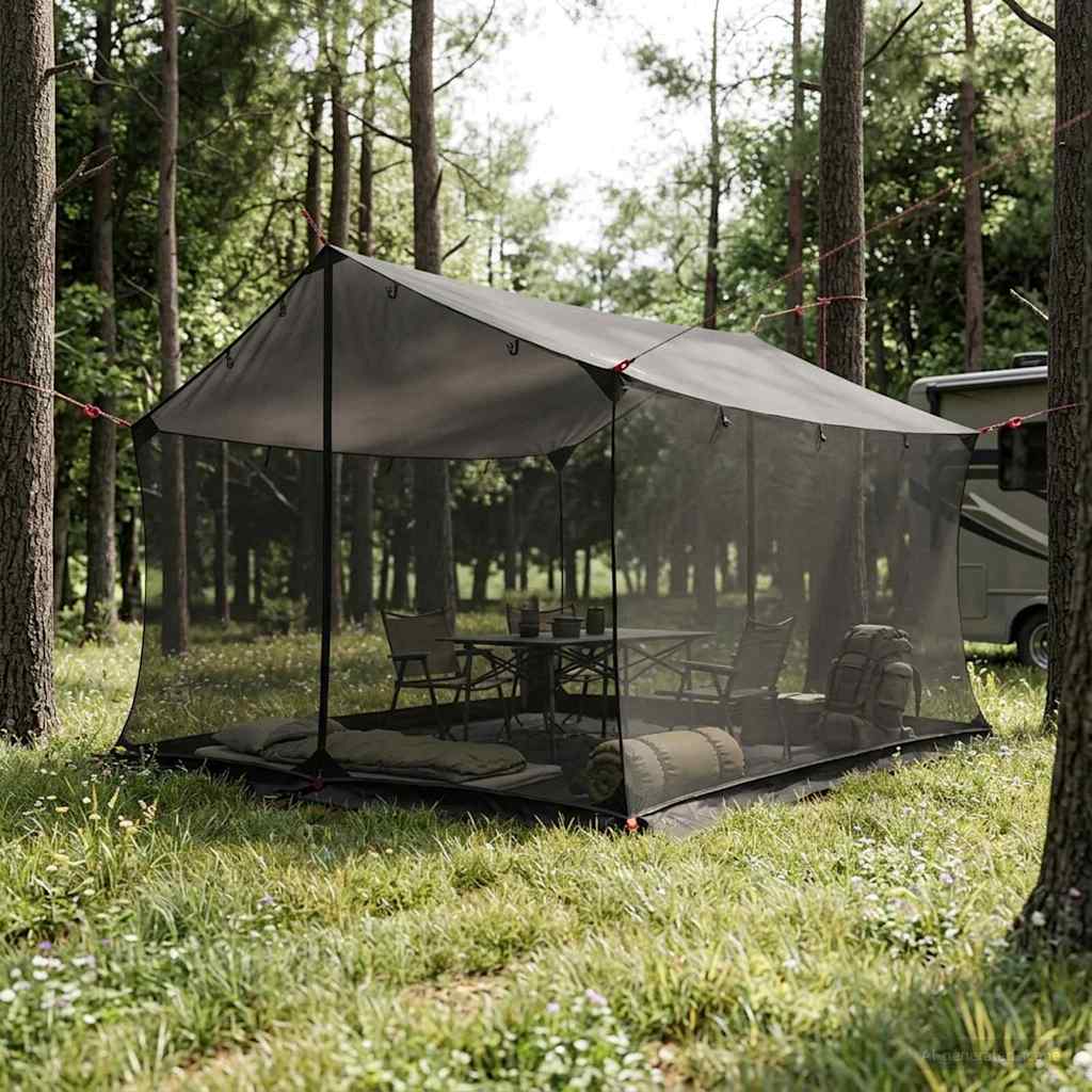Campingzeil met gaaswanden Bruin Grijs 340 x 260 x 220 cm