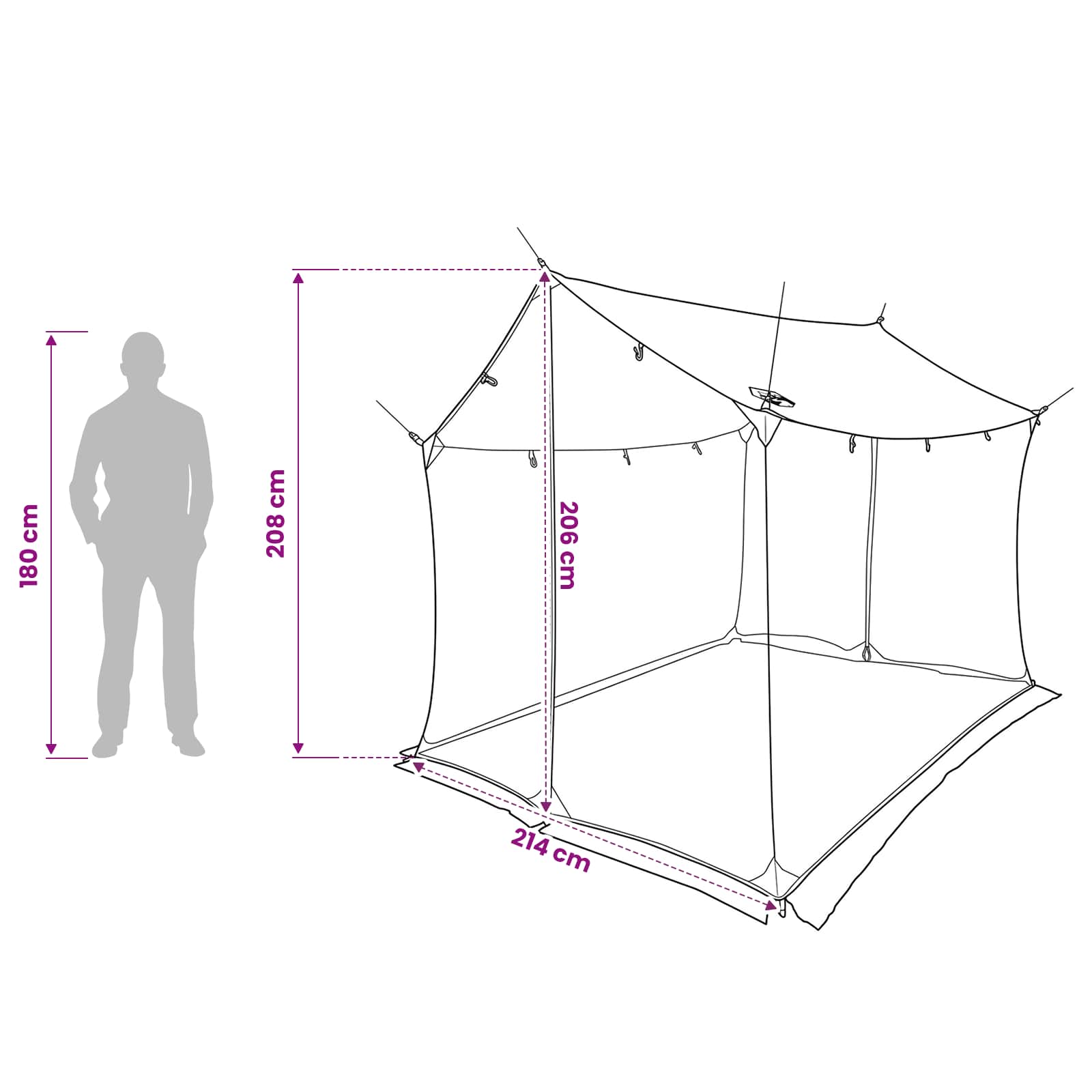 Campingzeil met gaaswanden Bruin Grijs 270 x 210 x 210 cm