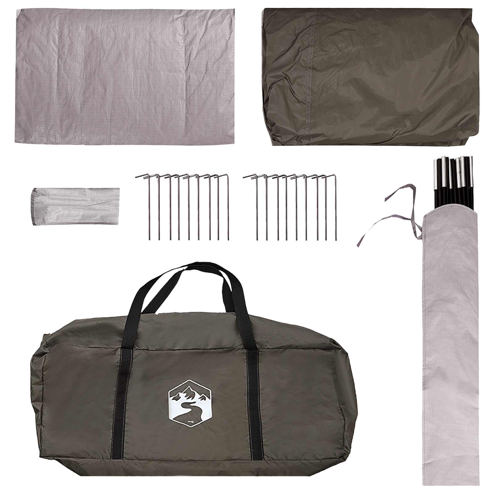 Huisje Tent met dak Bruin grijs 8-persoons Polyester en staal
