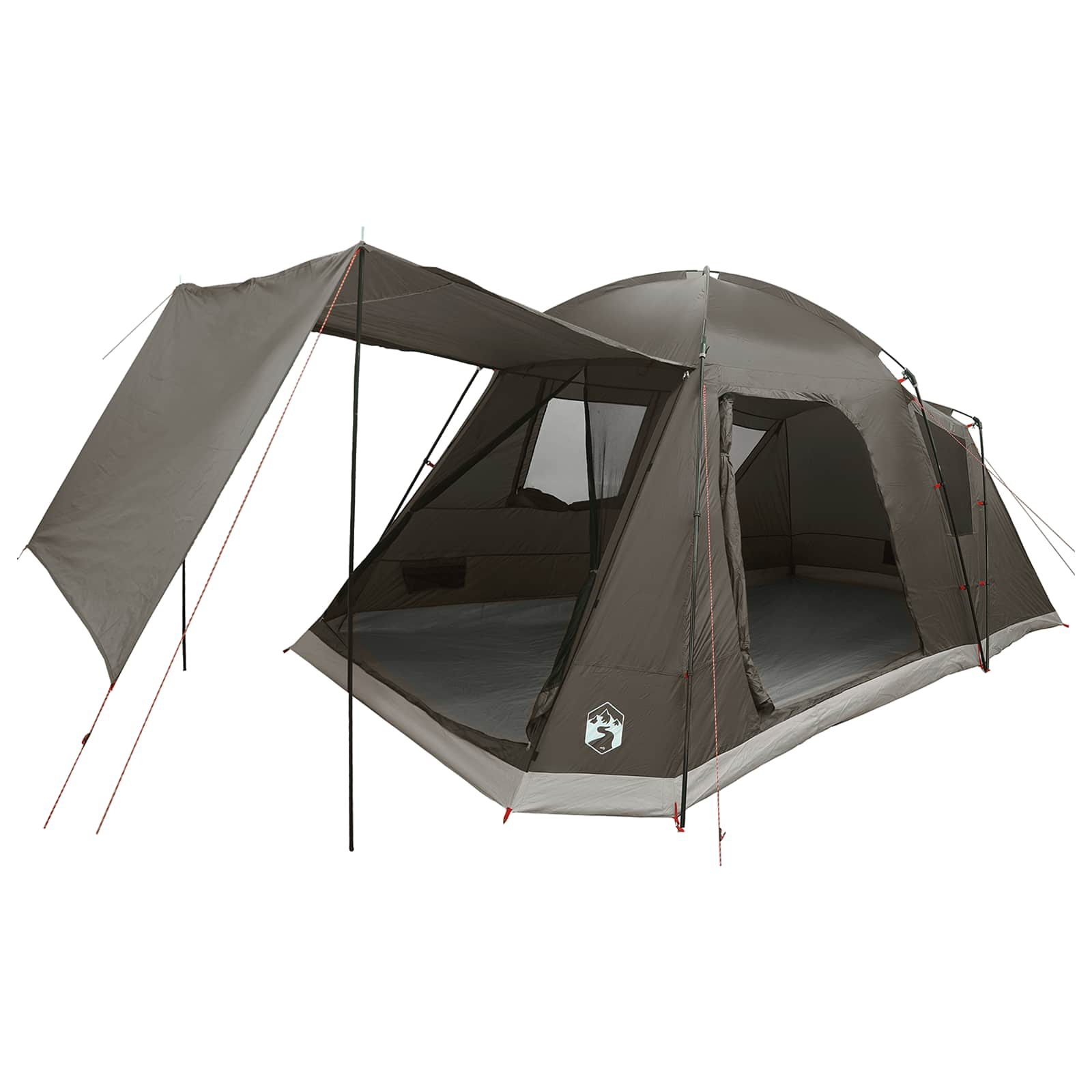Huisje Tent met dak Bruin grijs 8-persoons Polyester en staal