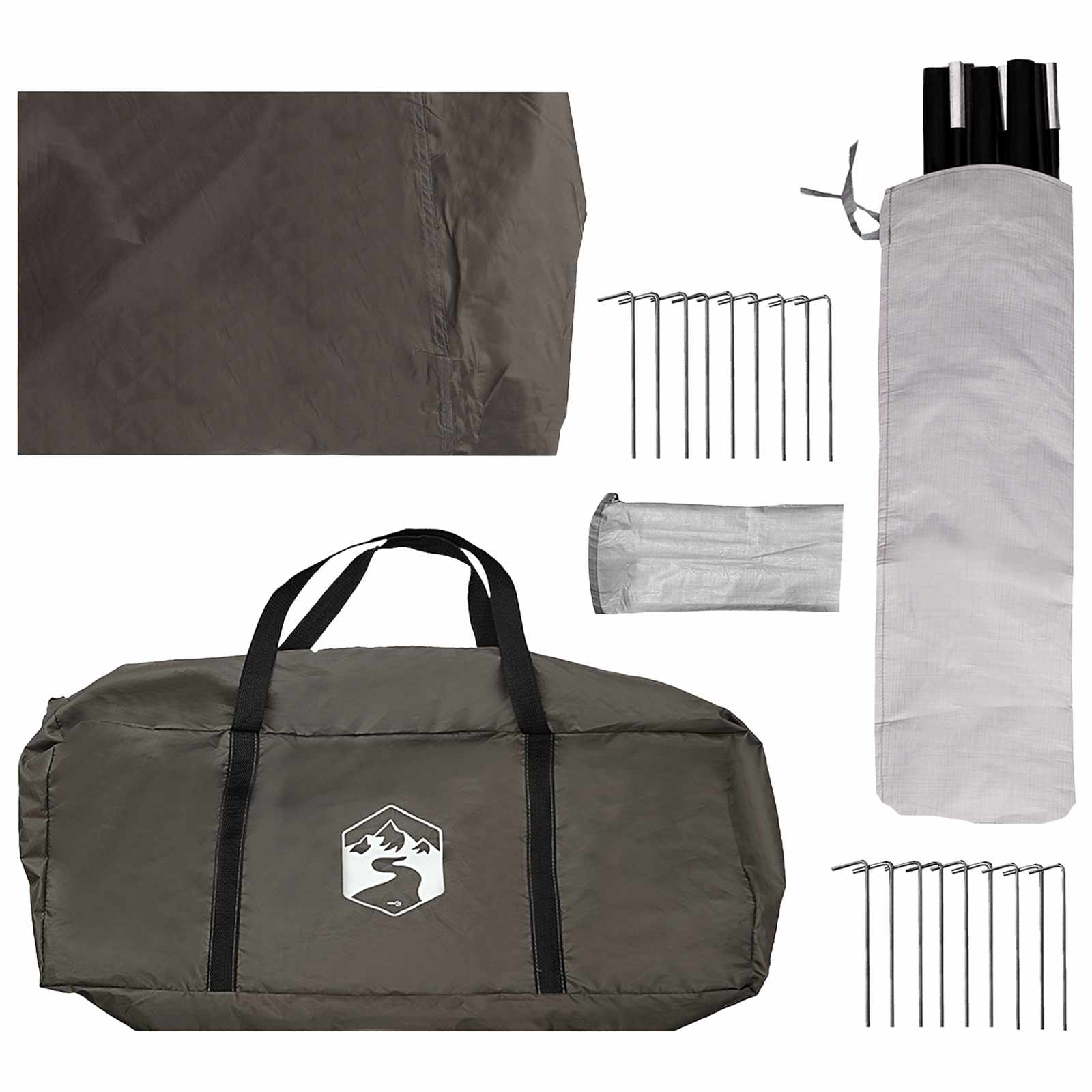 Gezinstent Bruin grijs 600 x 400 x 268 cm Polyester en staal