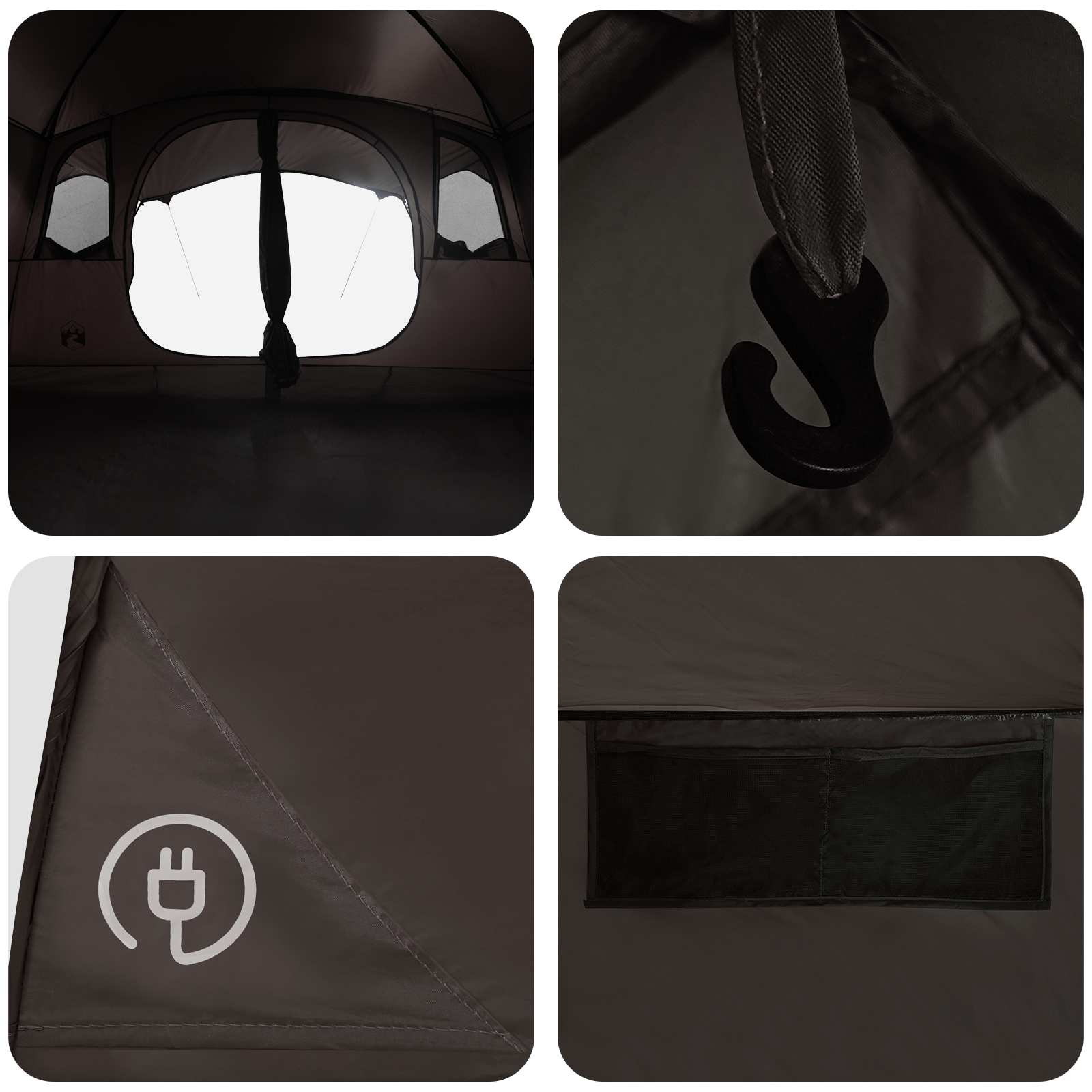 Tunneltent 10-persoons Bruin Grijs Polyester en staal