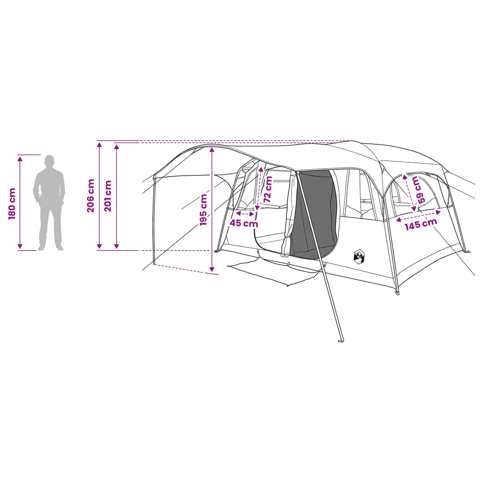 Tunneltent 10-persoons Bruin Grijs Polyester en staal