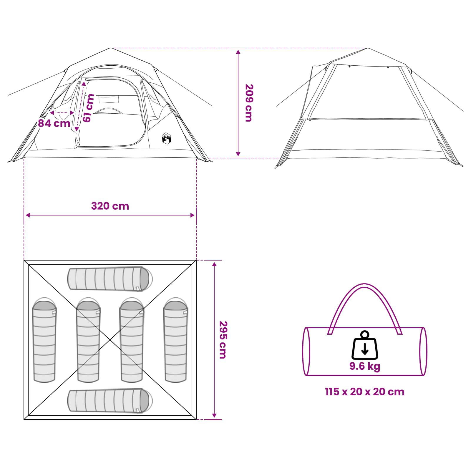 Directe Tent Olijfgroen 305 x 275 x 190 cm Polyester en staal
