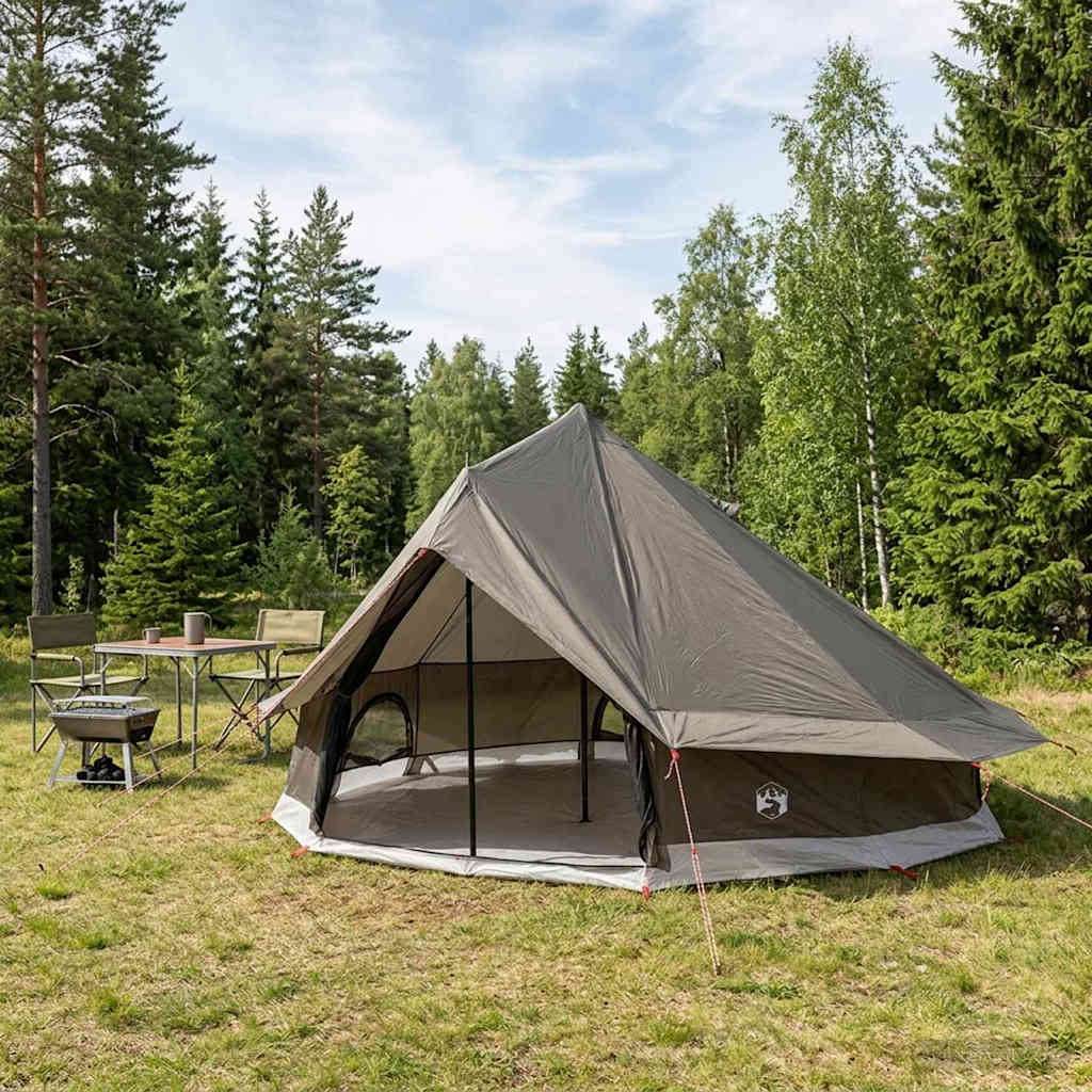 Tipi Tent Bruin Grijs 700 x 700 x 395 cm Polyester en staal