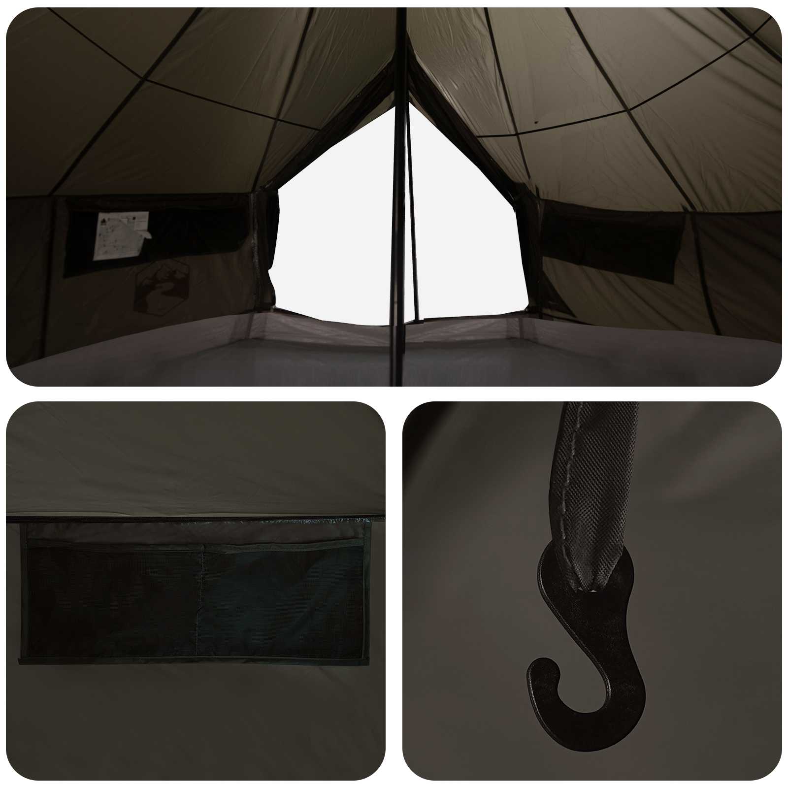 Tipi Tent 20-persoons Bruin Grijs Polyester en staal