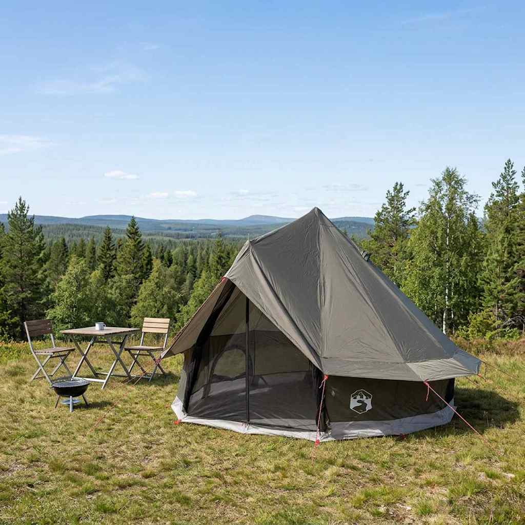 Tipi Tent met dak Bruin Grijs 250 x 250 cm Polyester en staal