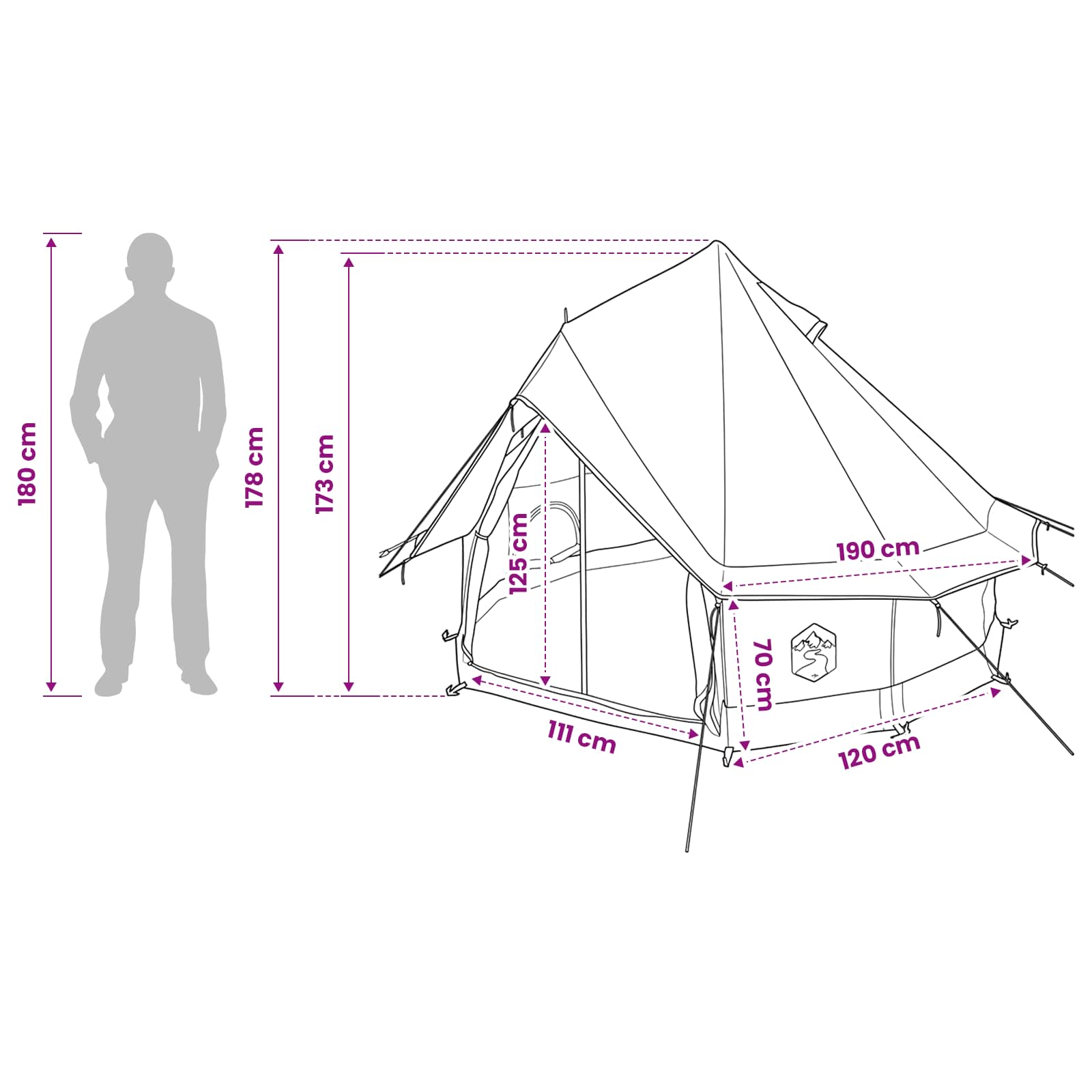 Tipi Tent met dak Bruin Grijs 250 x 250 cm Polyester en staal