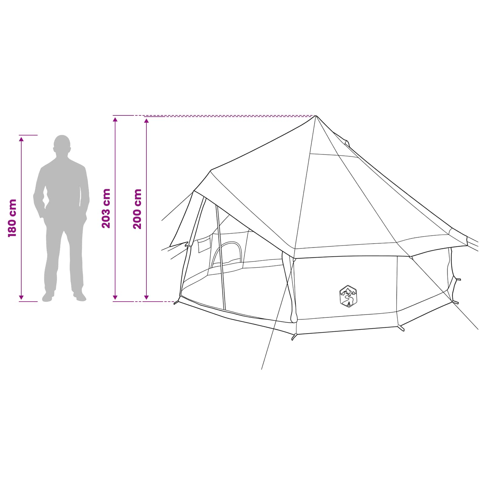 Tipi Tent Olijfgroen 300 x 300 x 200 cm Polyester en staal