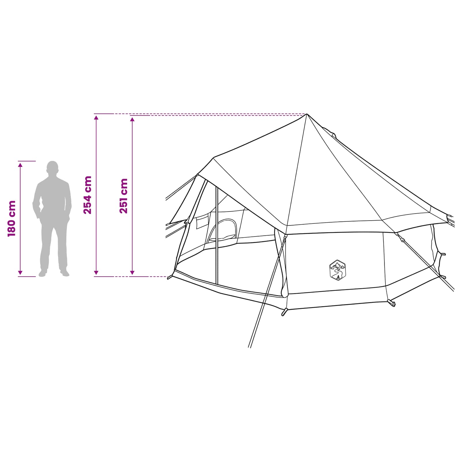 Tipi Tent Bruin Grijs 400 x 400 x 250 cm Polyester en staal
