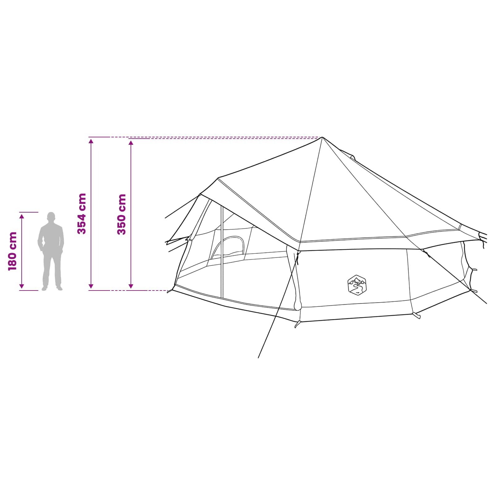 Tipi Tent Bruin Grijs 600 x 600 x 350 cm Polyester en staal
