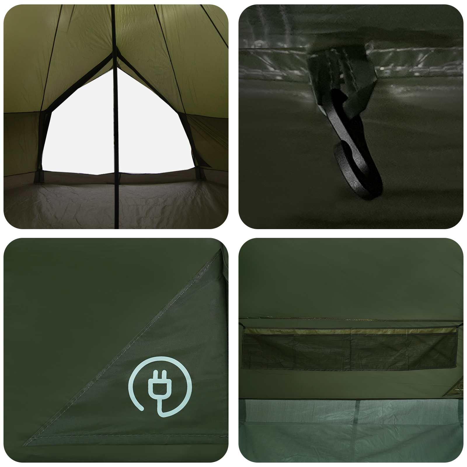 Tipi Tent 10-persoons Olijfgroen Polyester en staal