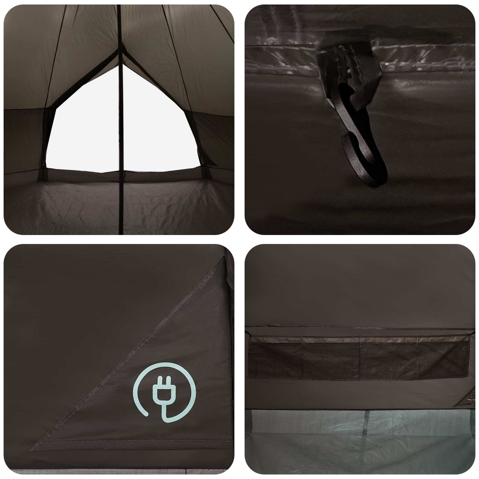 Tipi Tent 10-persoons Bruin Grijs Polyester en staal