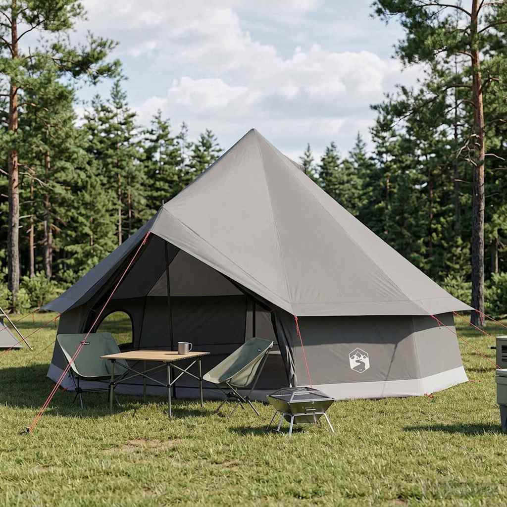 Tipi Tent 10-persoons Bruin Grijs Polyester en staal
