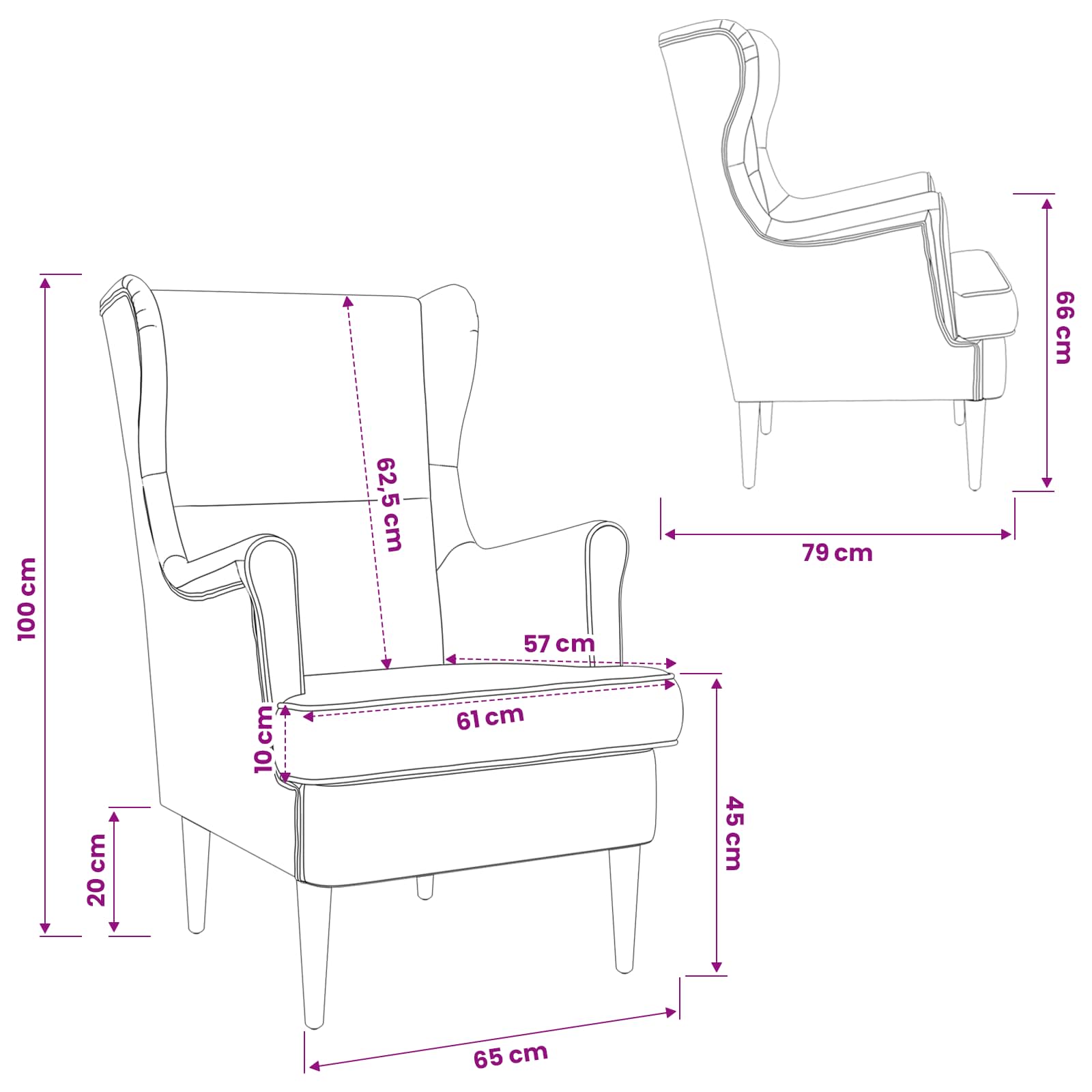 Fauteuil Wijnrood Fluweel