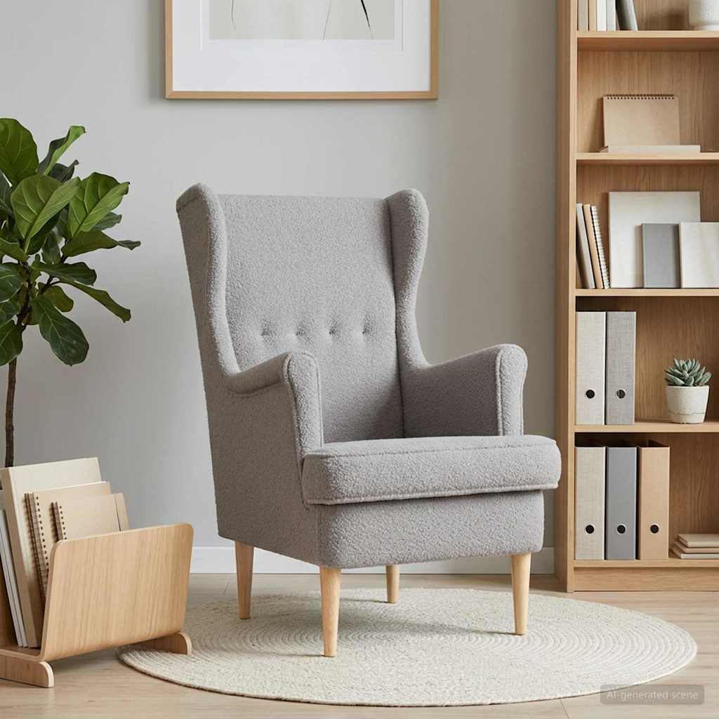 Fauteuil Lichtgrijs Bouclé