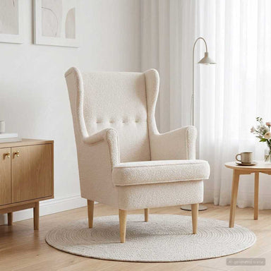 Fauteuil Crèmekleurig Bouclé
