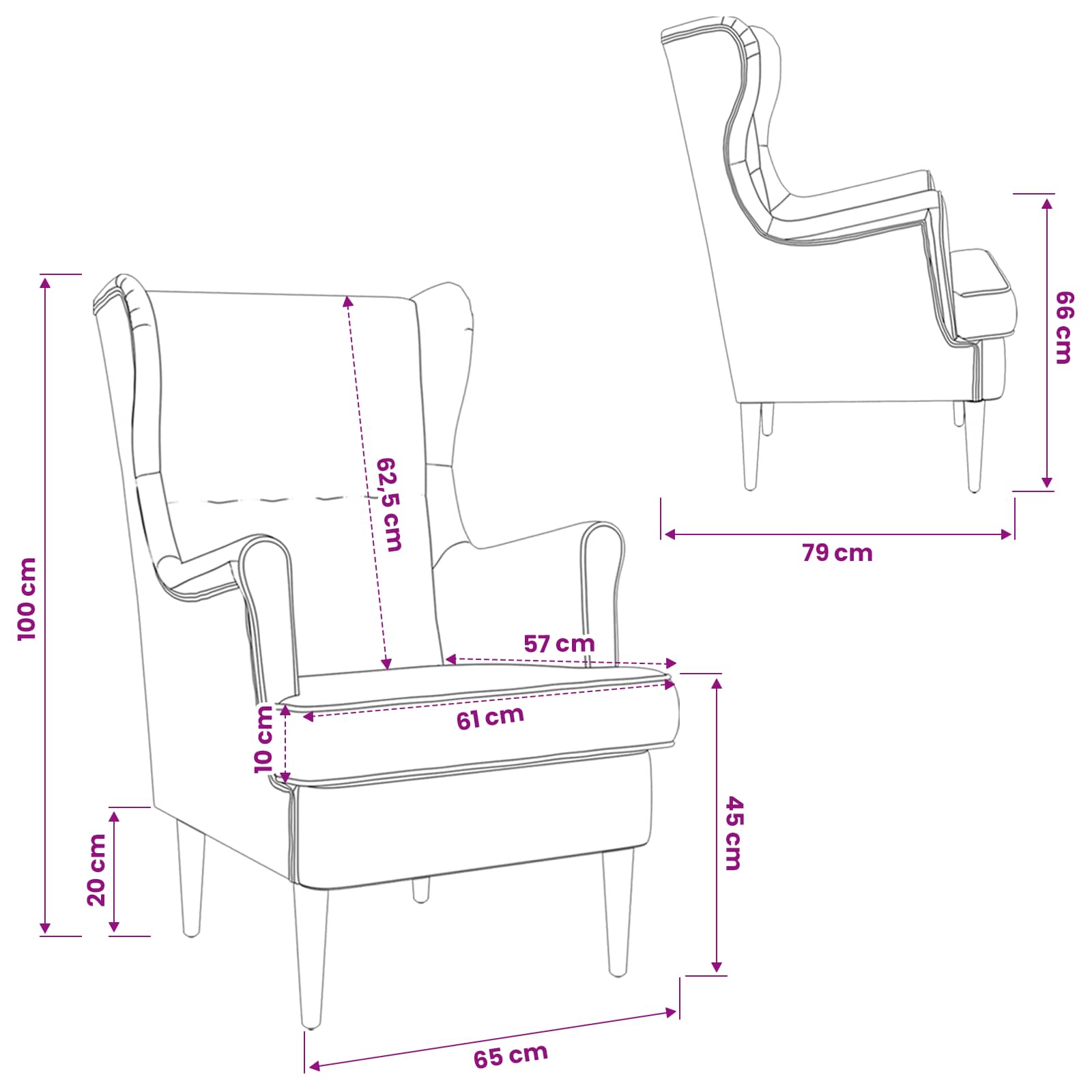 Fauteuil Crèmekleurig Bouclé